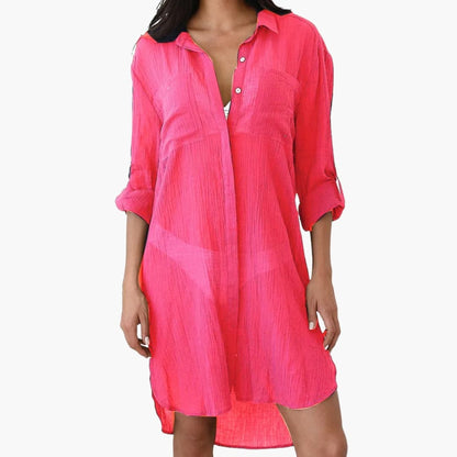 Women's Beach Cover Up Collar Button Front