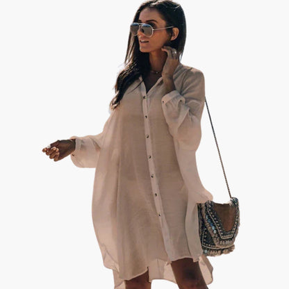 Women's V Neck Short Sleeve Beach Cover Up