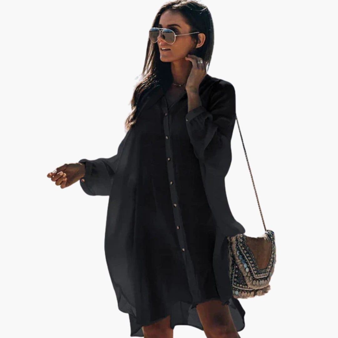 Women's V Neck Short Sleeve Beach Cover Up - VibreMode
