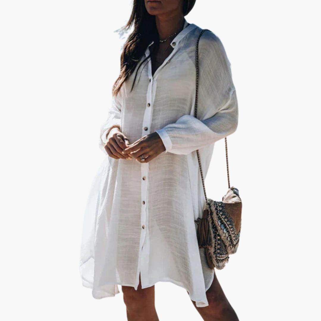 Women's V Neck Short Sleeve Beach Cover Up