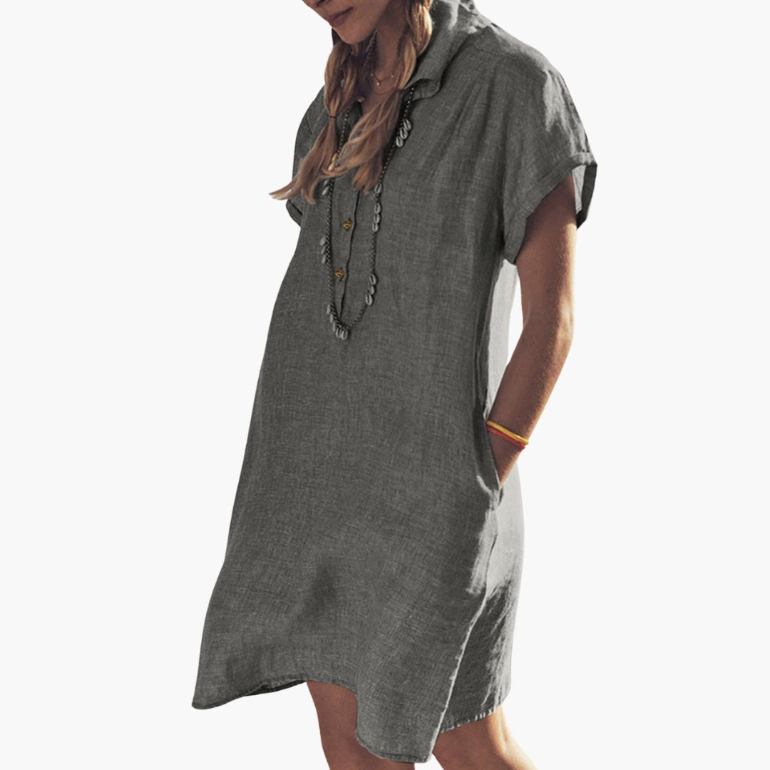 Women's Collar Button Front Beach Dress