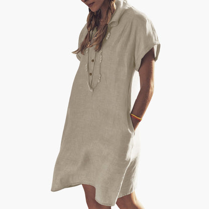 Women's Collar Button Front Beach Dress