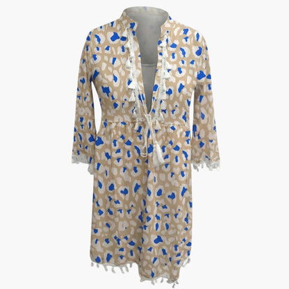 Women's Floral Beach Dress High Collar
