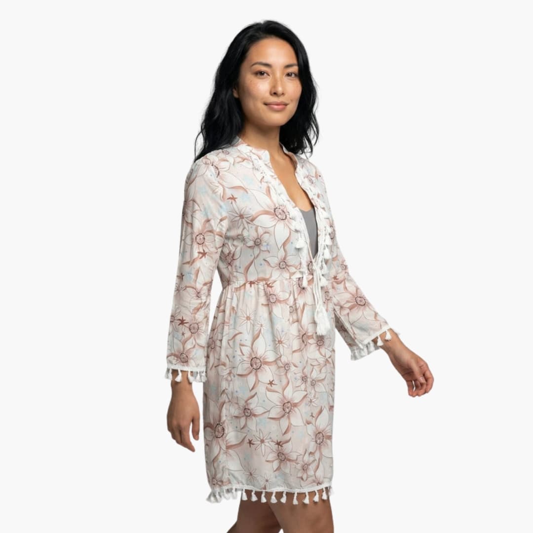 Women's Floral Beach Dress High Collar