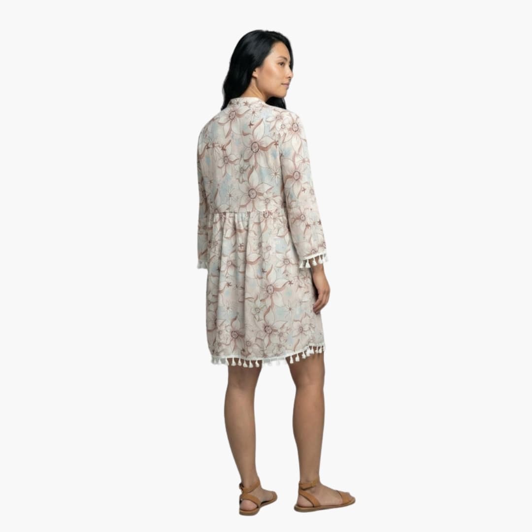 Women's Floral Beach Dress High Collar