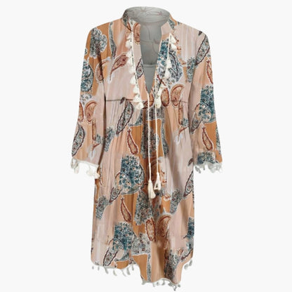 Women's Floral Beach Dress High Collar