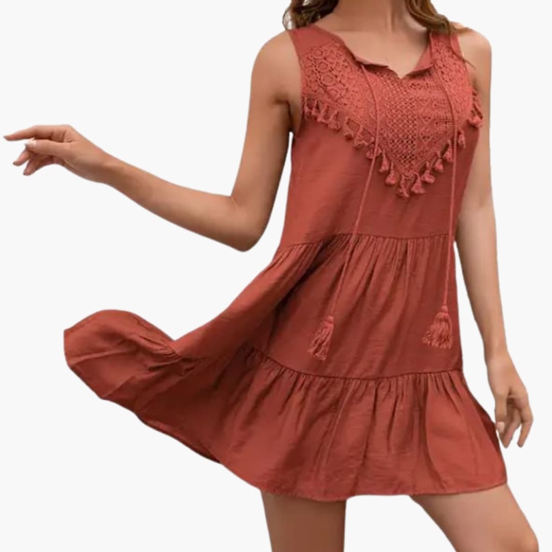Women's Sleeveless Beach Dress Round Neck - VibreMode