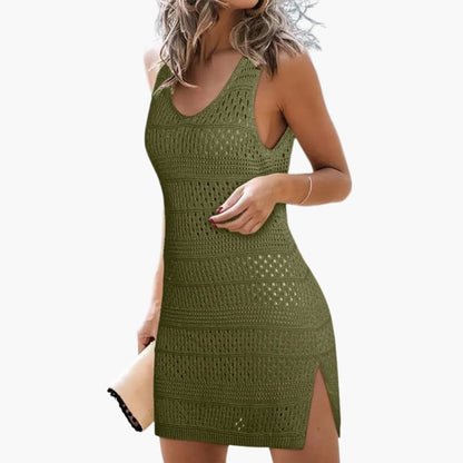 Women's V Neck Beach Dress Mesh