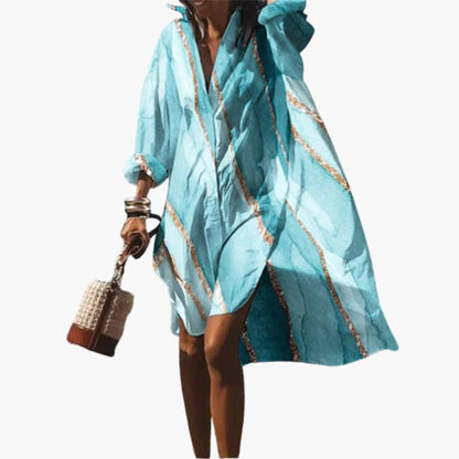 Women's V Neck Short Sleeve Beach Dress