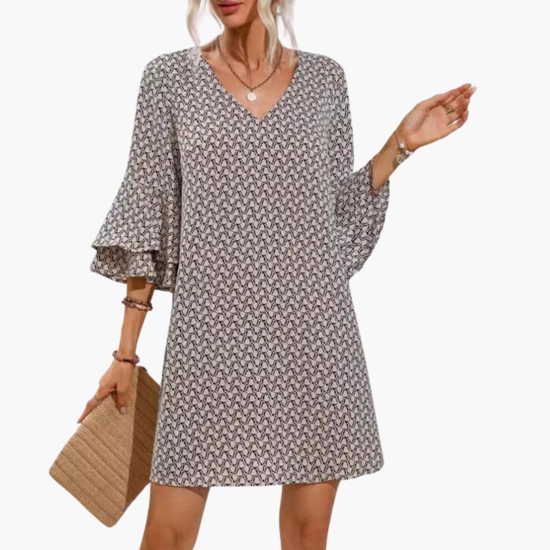 Women's V Neck Beach Dress Wide Sleeves