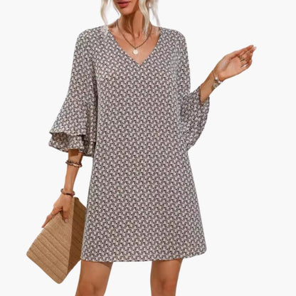 Women's V Neck Beach Dress Wide Sleeves