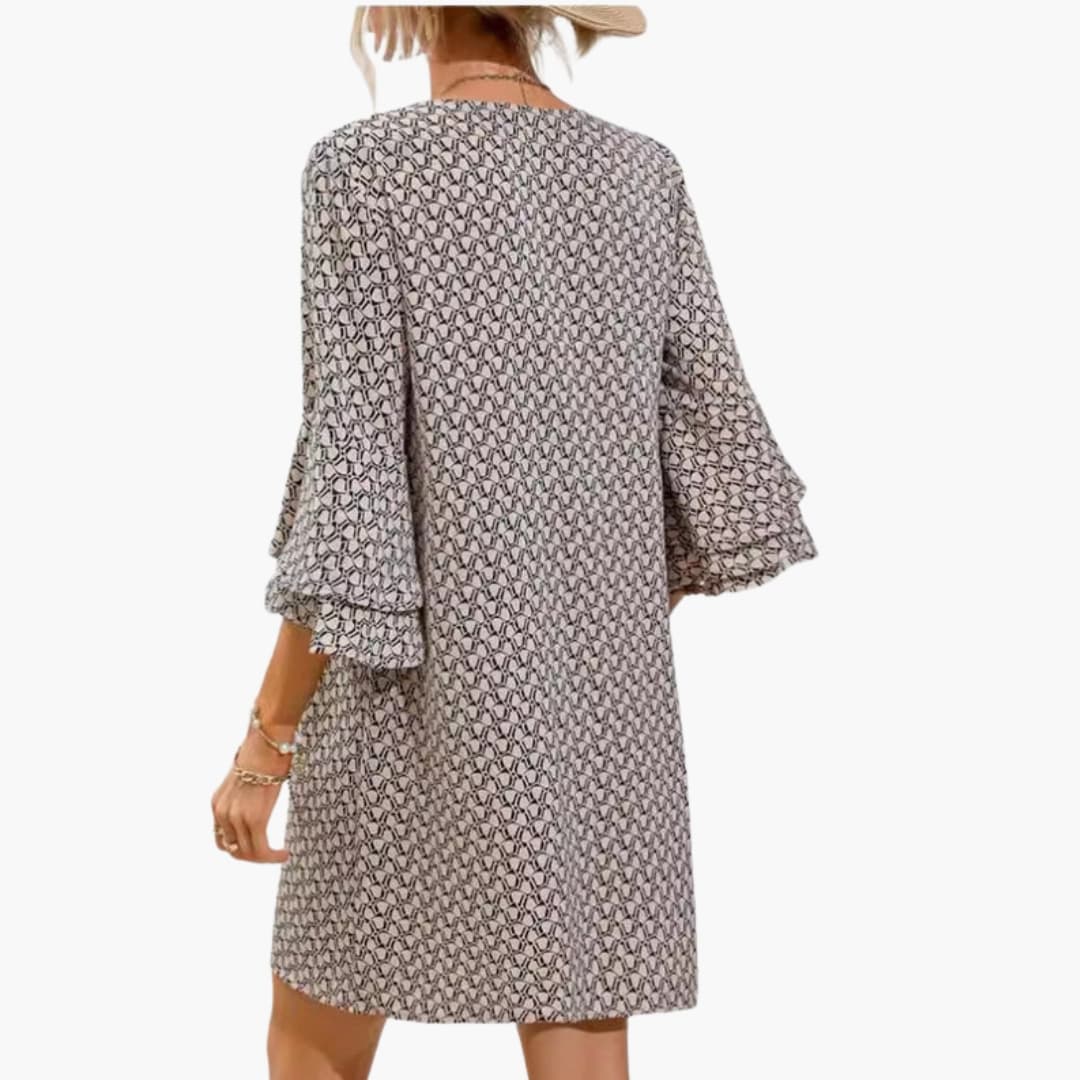 Women's V Neck Beach Dress Wide Sleeves