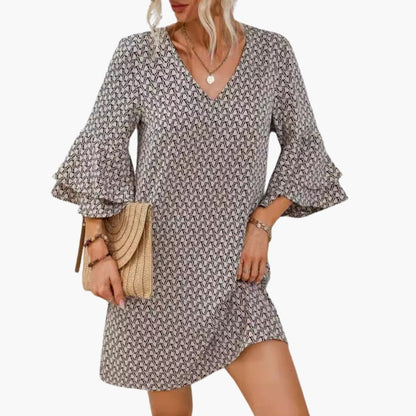 Women's V Neck Beach Dress Wide Sleeves - VibreMode