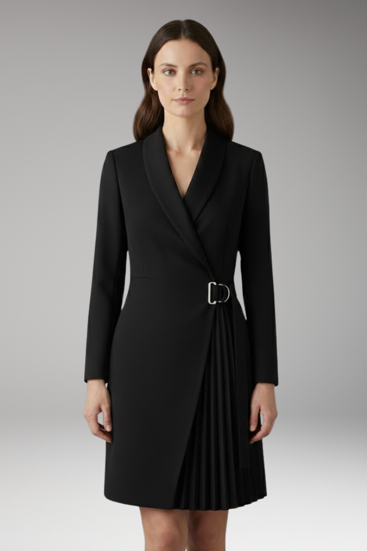 Women's Blazer Dress Notched Collar Slit Detail