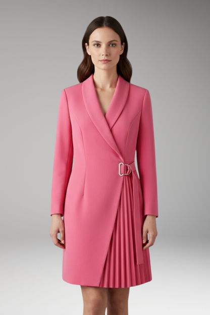 Women's Blazer Dress Notched Collar Slit Detail