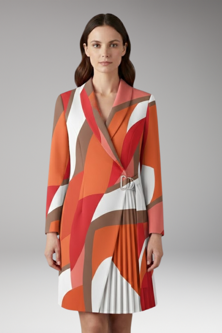 Women's Blazer Dress Notched Collar Slit Detail