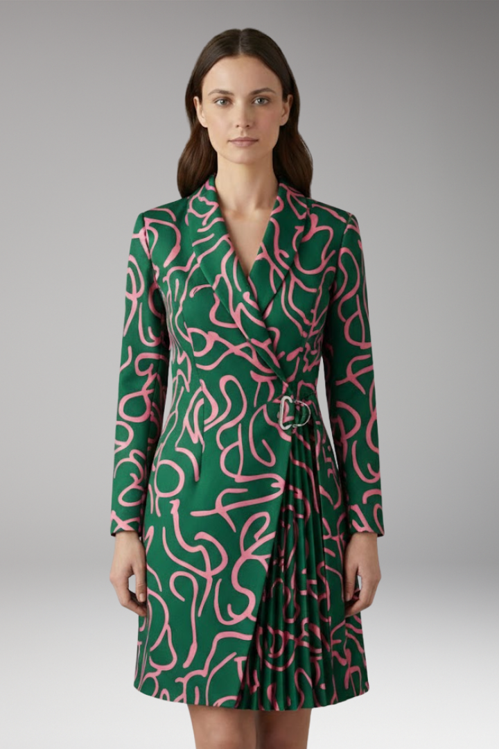 Women's Blazer Dress Notched Collar Slit Detail