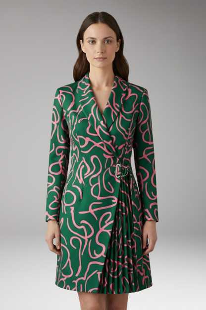 Women's Blazer Dress Notched Collar Slit Detail