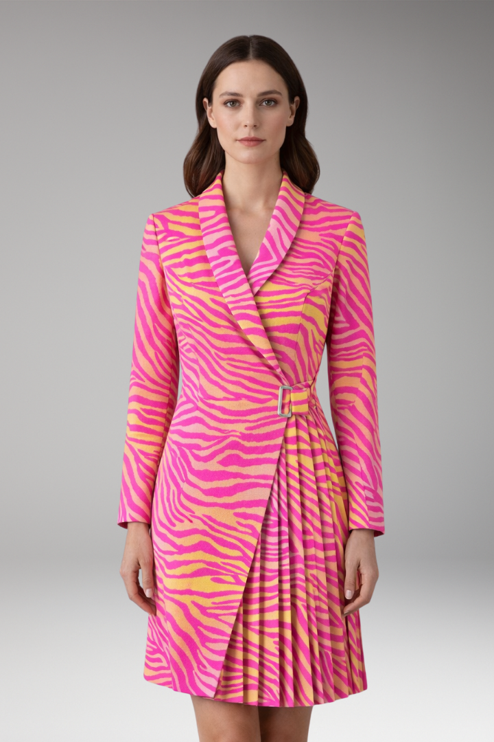 Women's Blazer Dress Notched Collar Slit Detail