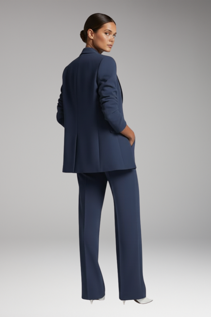 Women's Lapel Blazer Suit Straight Leg Trousers