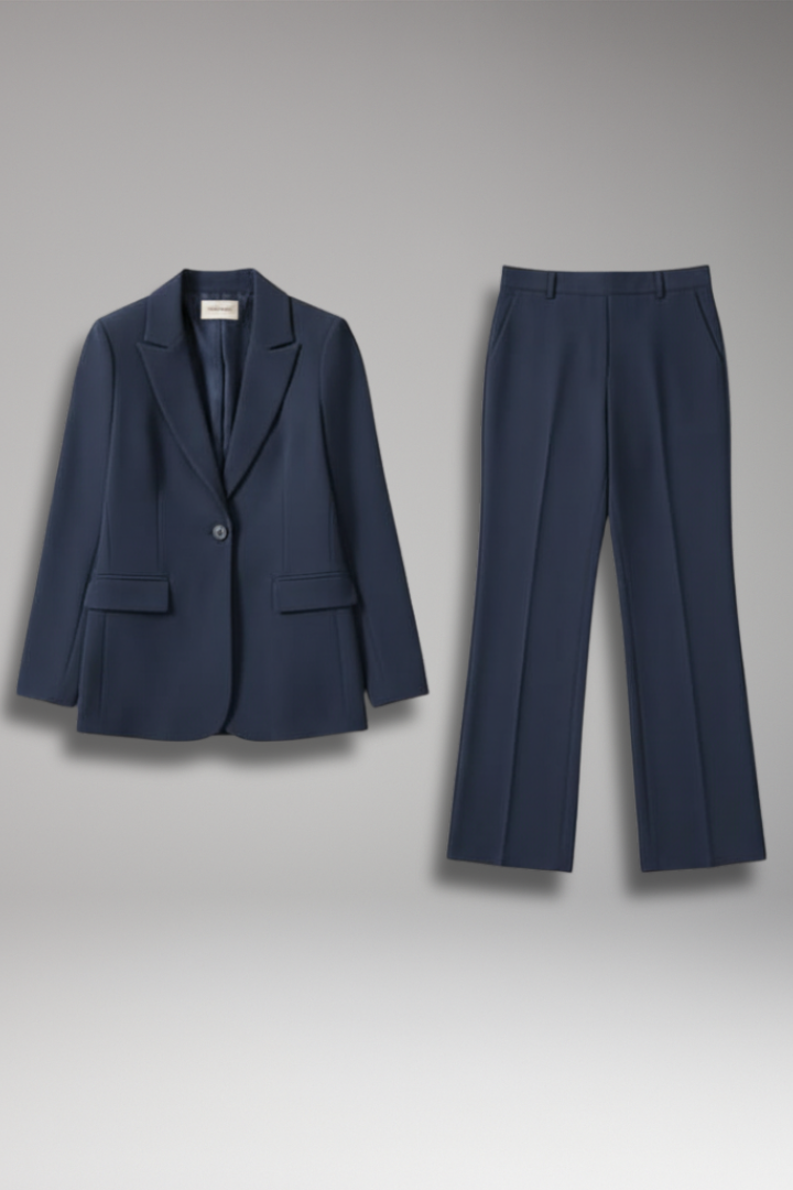 Women's Lapel Blazer Suit Straight Leg Trousers - VibreMode
