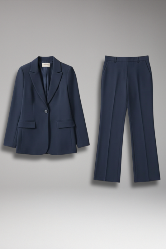 Women's Lapel Blazer Suit Straight Leg Trousers - VibreMode