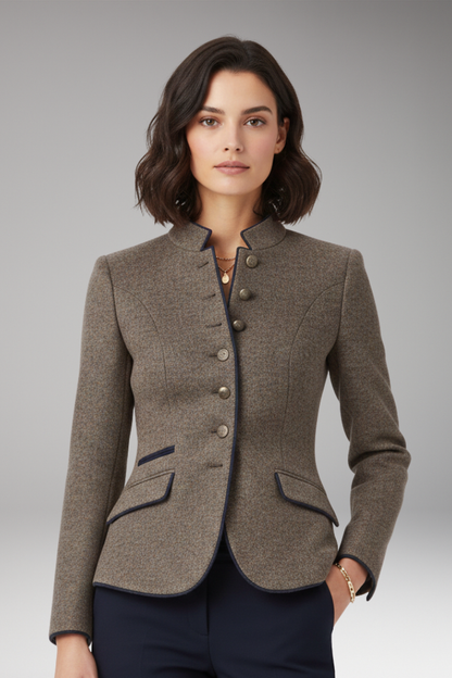 Women's Lapel Collar Blazer Button Front