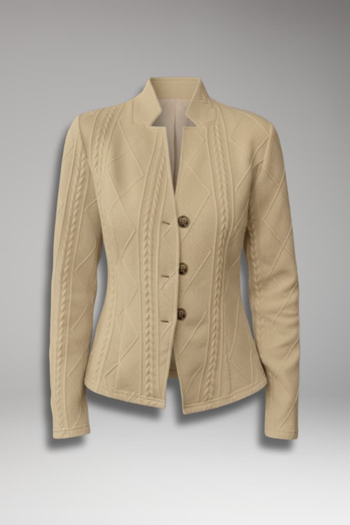 Women's Lapel Collar Blazer Button Front Closure - VibreMode