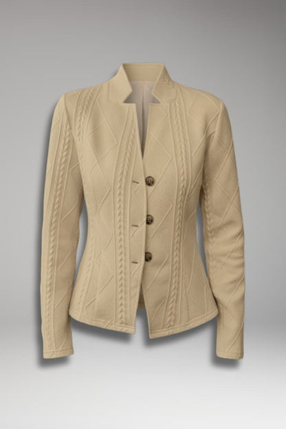 Women's Lapel Collar Blazer Button Front Closure - VibreMode
