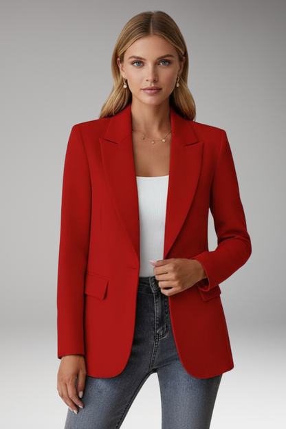 Women's Single Button Blazer Lapel Collar