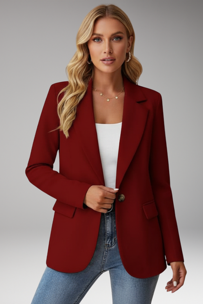 Women's Single Button Blazer Lapel Collar