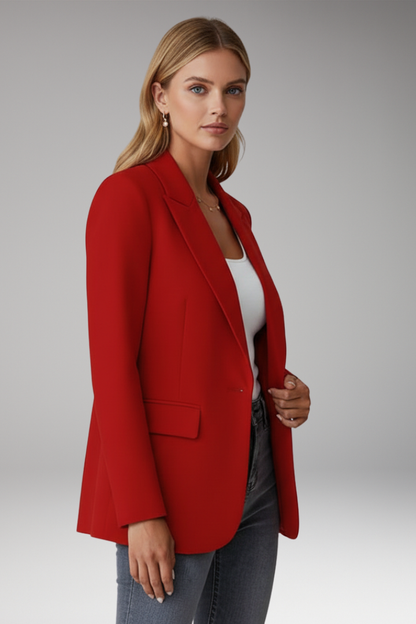 Women's Single Button Blazer Lapel Collar