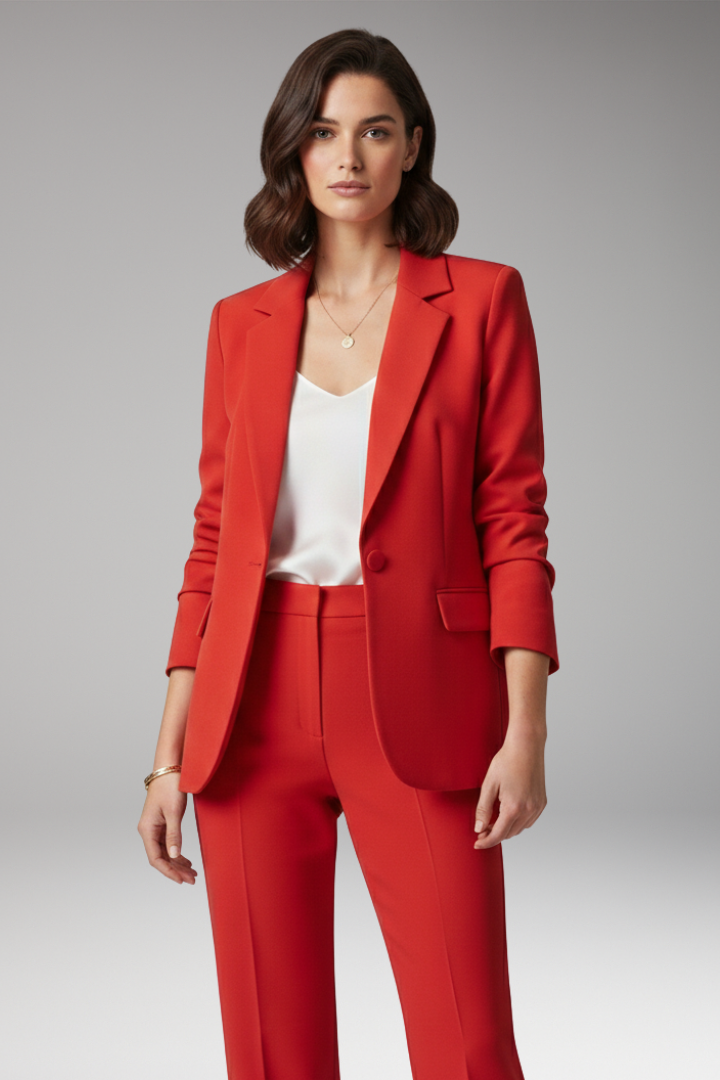 Women's One Button Blazer Notched Collar