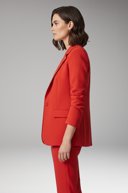 Women's One Button Blazer Notched Collar