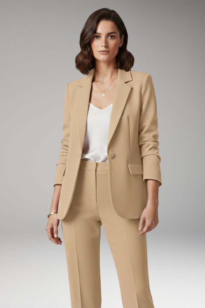 Women's One Button Blazer Notched Collar