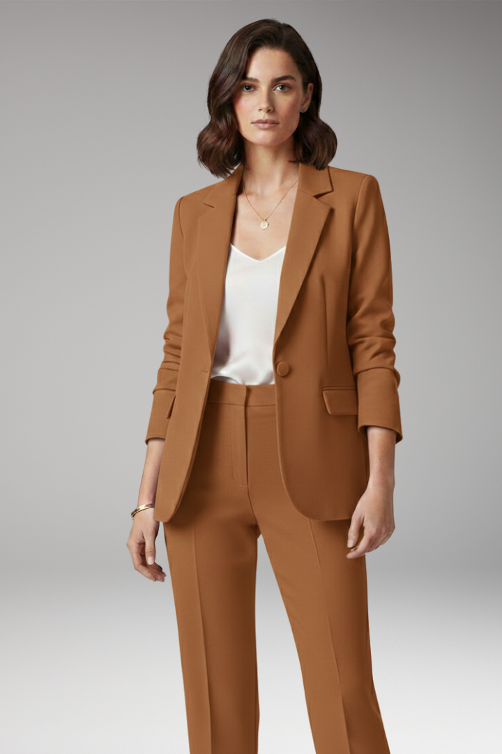 Women's One Button Blazer Notched Collar