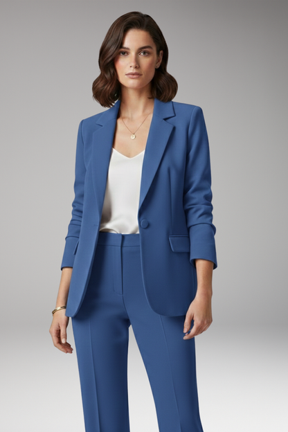 Women's One Button Blazer Notched Collar