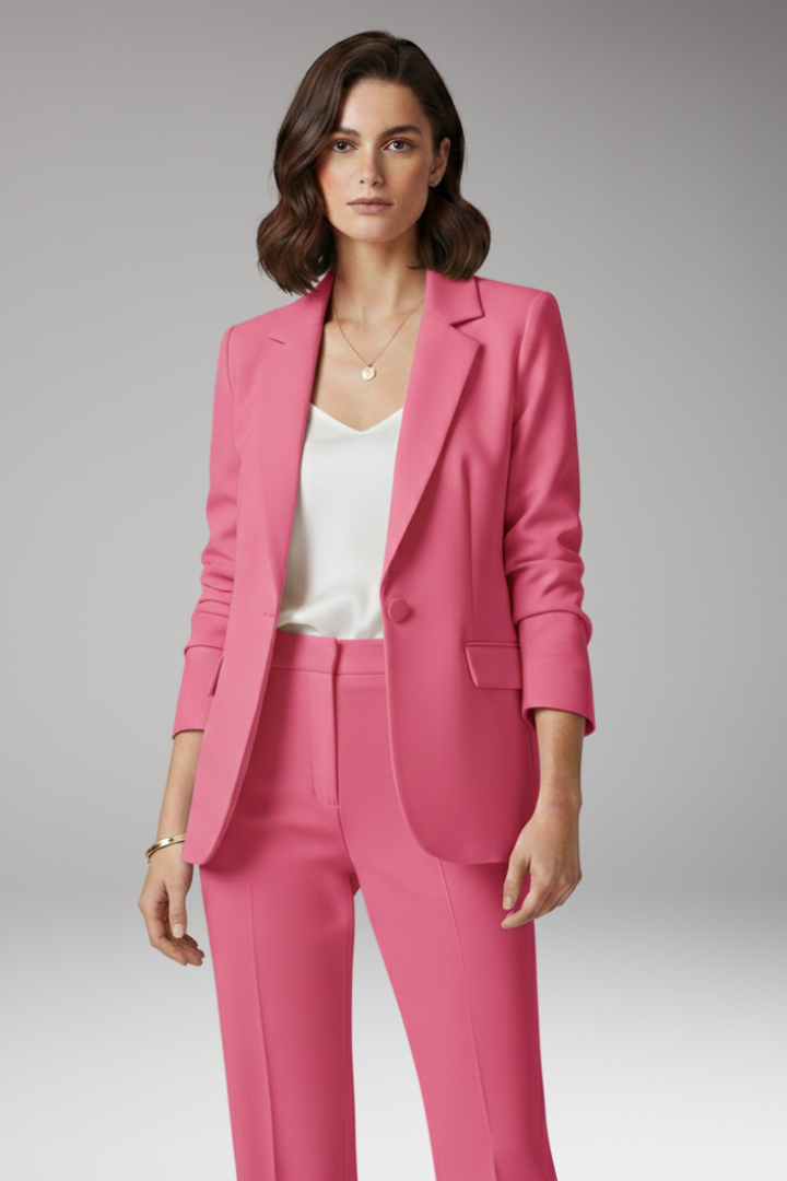 Women's One Button Blazer Notched Collar