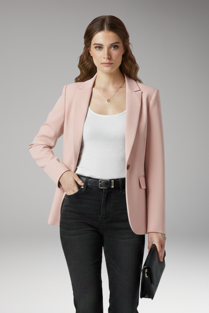 Women's Blazer Notched Lapel Button Closure