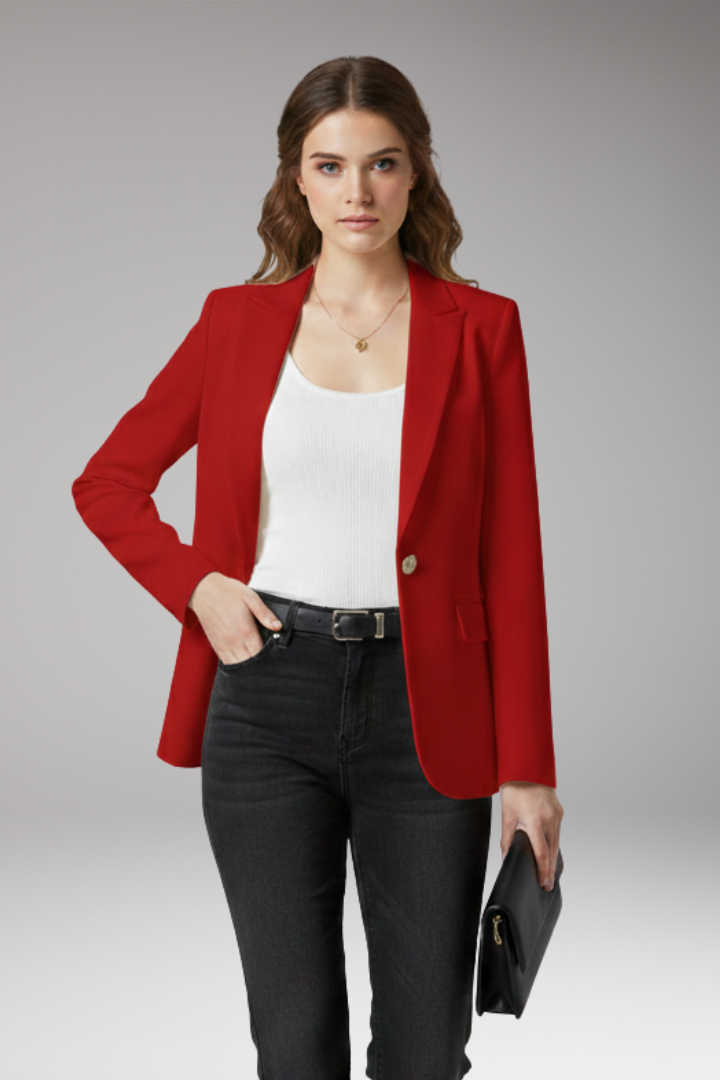 Women's Blazer Notched Lapel Button Closure