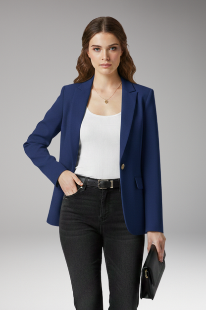 Women's Blazer Notched Lapel Button Closure