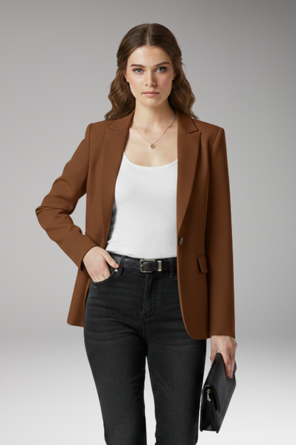 Women's Blazer Notched Lapel Button Closure