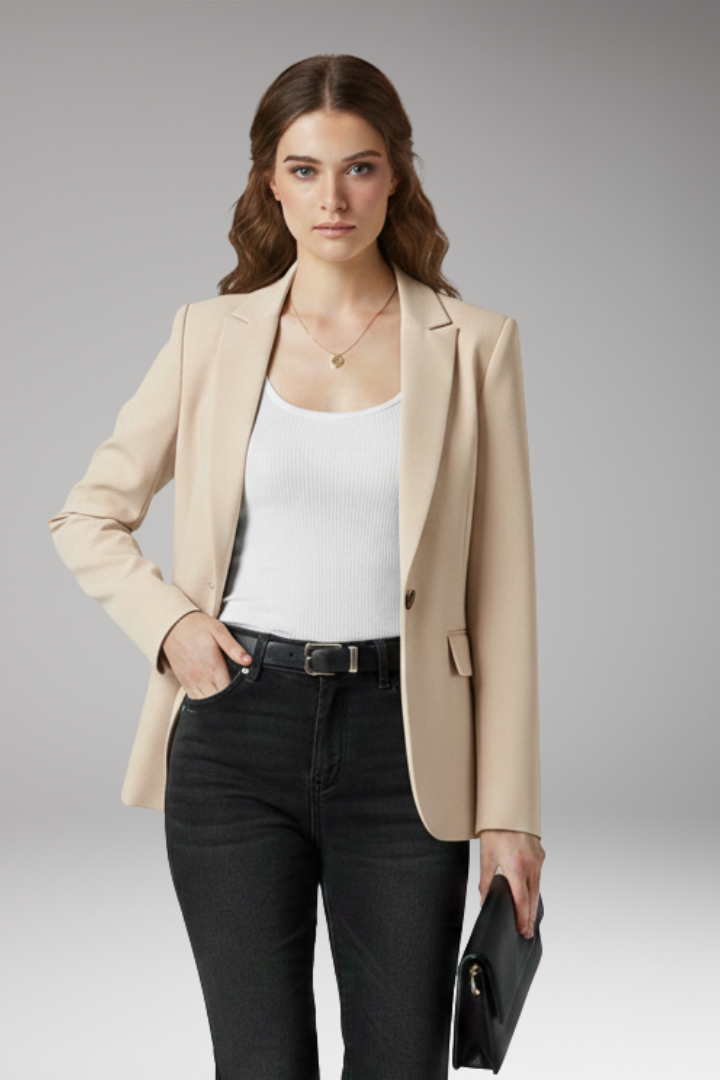 Women's Blazer Notched Lapel Button Closure