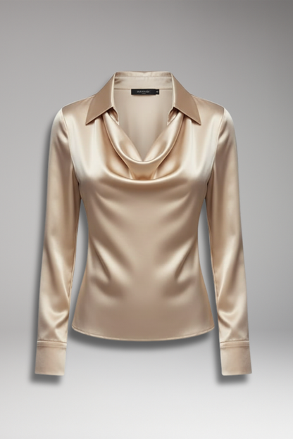 Women's Long Sleeve Cowl Neck Blouse - VibreMode