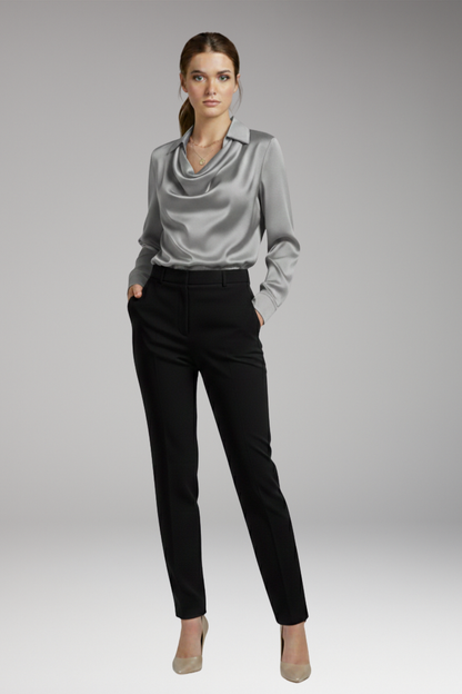 Women's Long Sleeve Blouse Draped Collar
