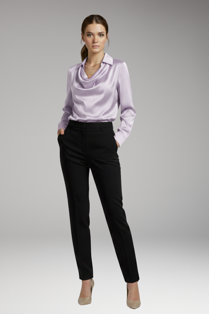 Women's Long Sleeve Blouse Draped Collar