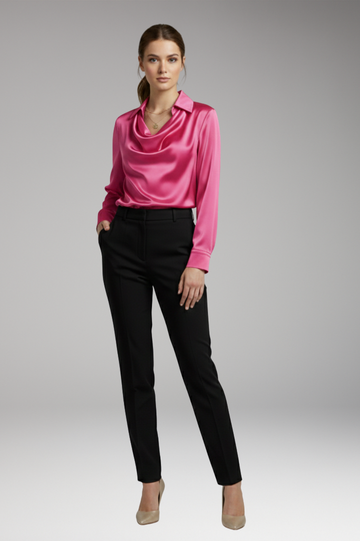 Women's Long Sleeve Blouse Draped Collar