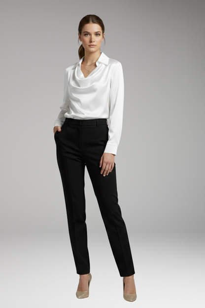 Women's Long Sleeve Blouse Draped Collar