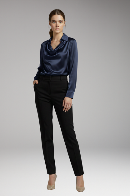Women's Long Sleeve Blouse Draped Collar