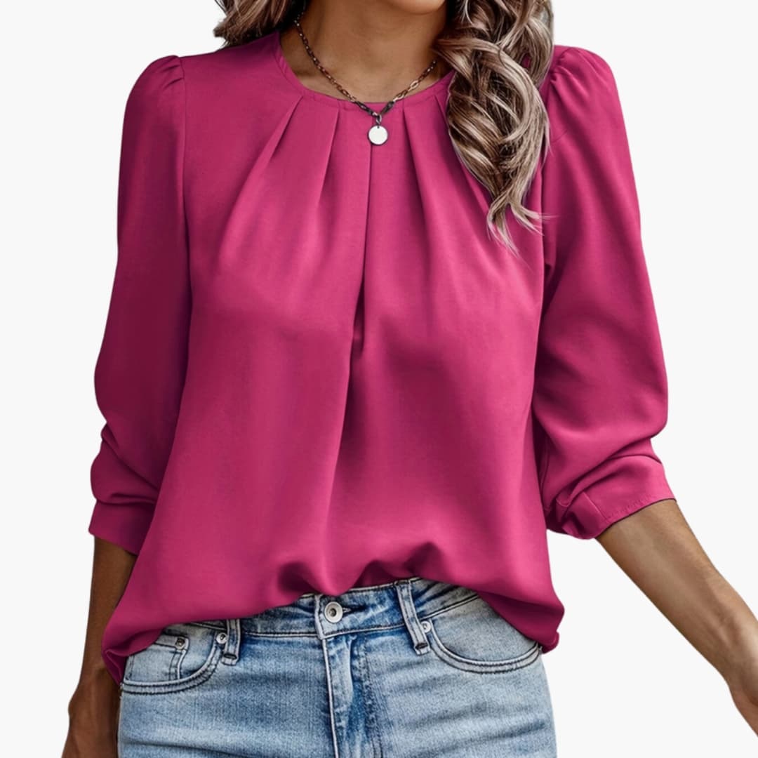 Women's Pleated Puff Sleeve Blouse